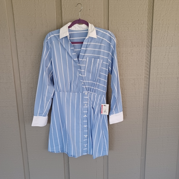 Veronica Beard Poppe Striped Dress Size 8 Preppy Cotton Blend Long Sleeve Collar - Picture 2 of 16